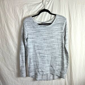 Columbia Boat Neck White/Gray Marble Striped Long Sleeve Top Size Small